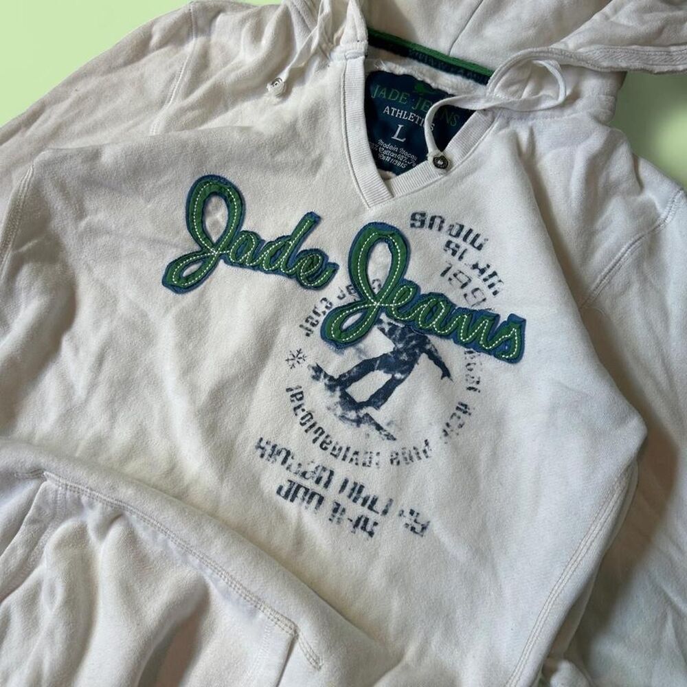 Jade Jeans women’s insane vtg 00s y2k cropped boxy fit embroidered hoodie